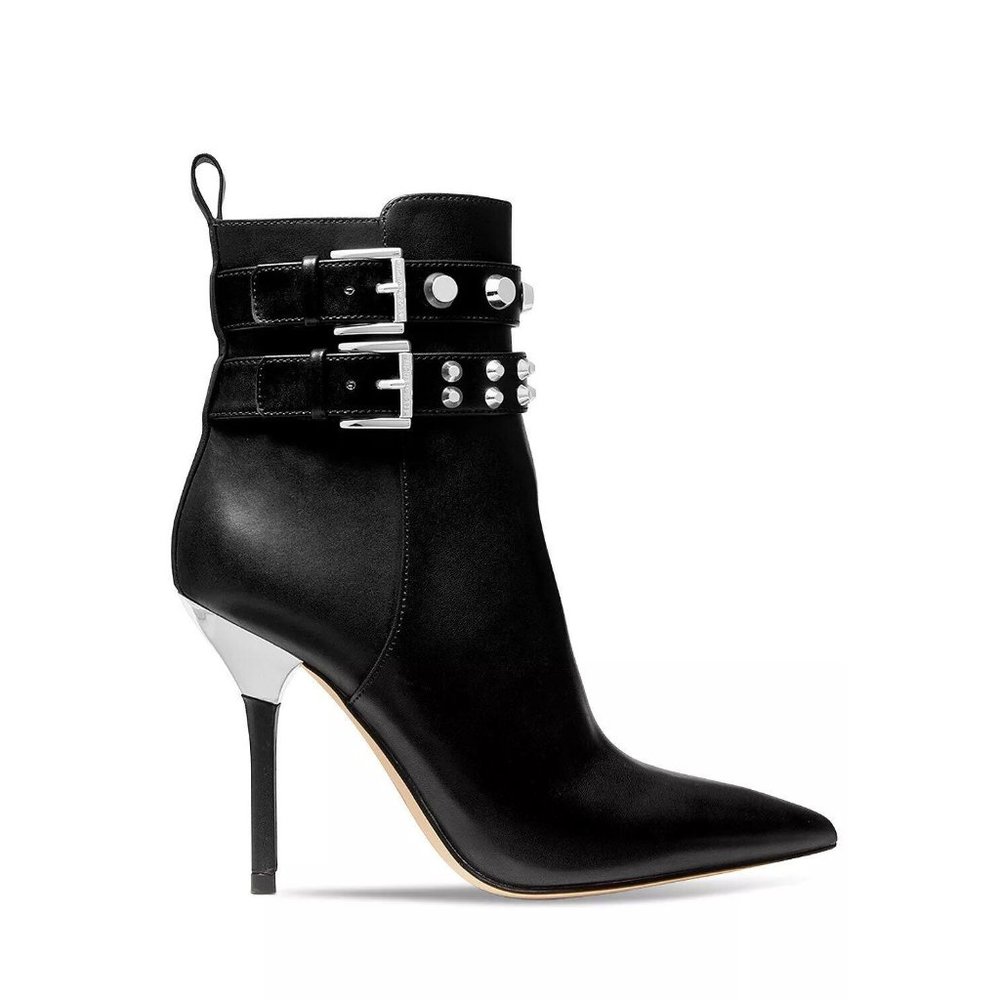 Michael Kors Women's Amal Dress Bootie Heels Studded Ankle Strap Black Size 9 - Picture 4 of 5